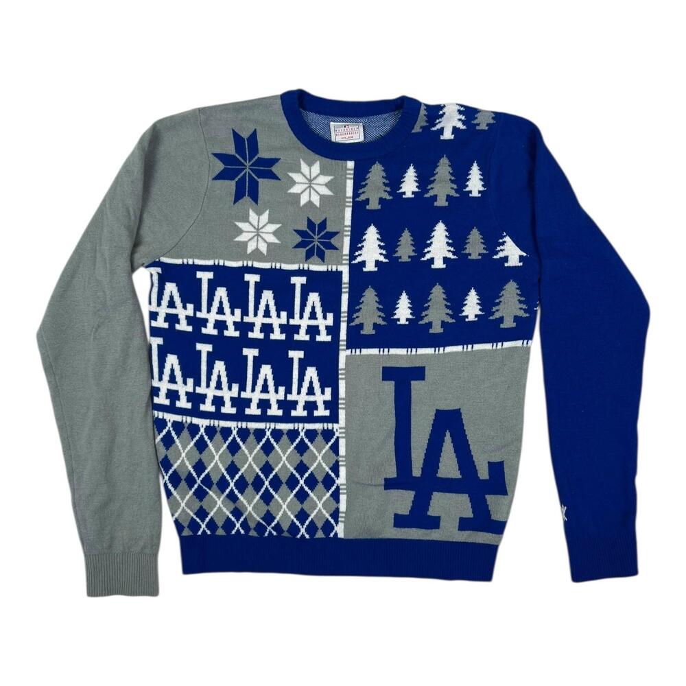 Los Angeles Dodgers Ugly Christmas Sweater Mens Large Blue MLB Baseball